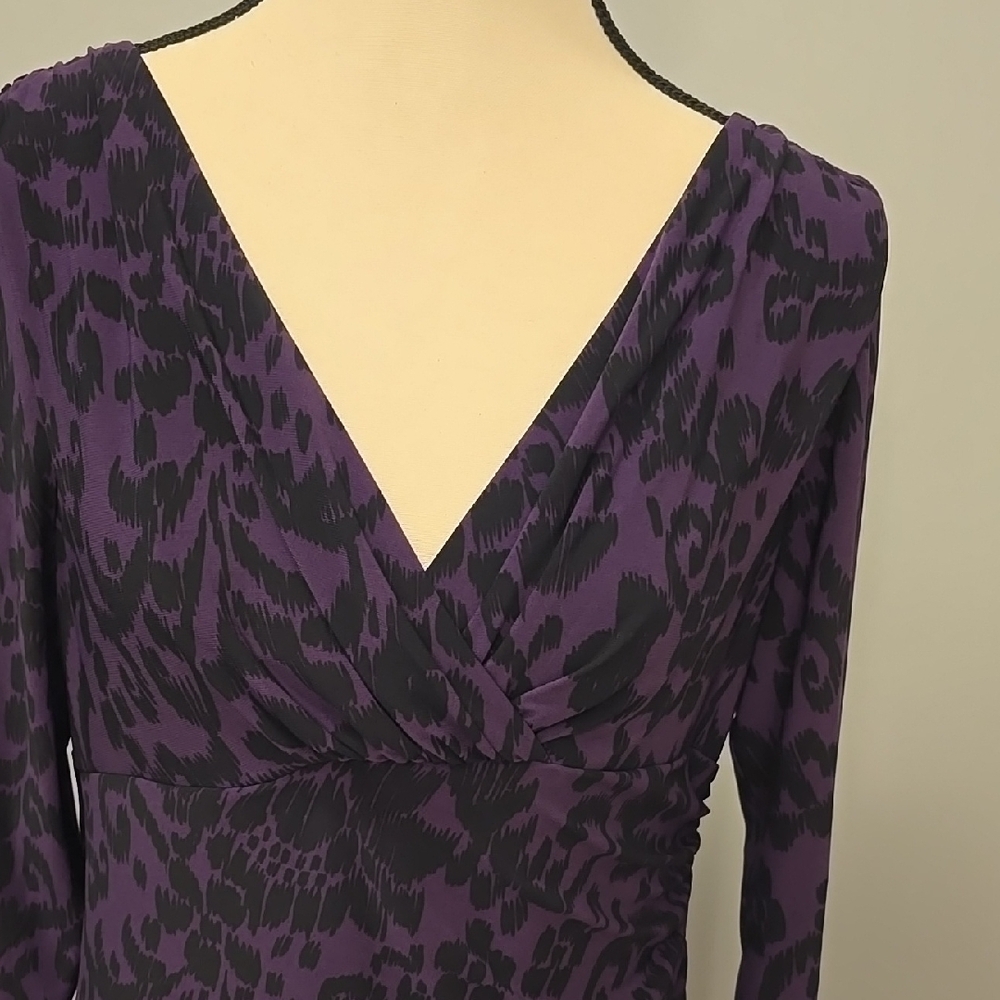 American Living Purple Sheath Dress with V-Neck and 3/4 Sleeves for Cocktail - Picture 5 of 6